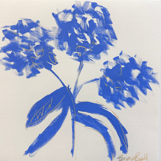 Blue botanical sketch 12x12