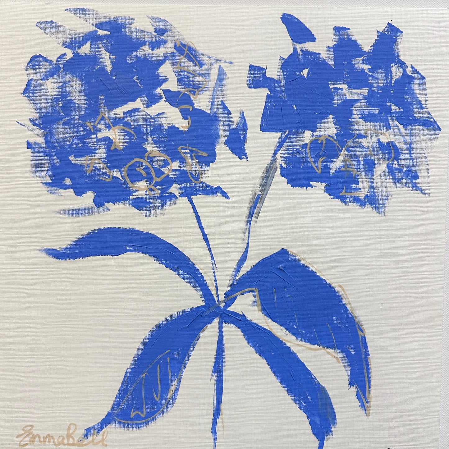 Blue botanical sketch 12x12