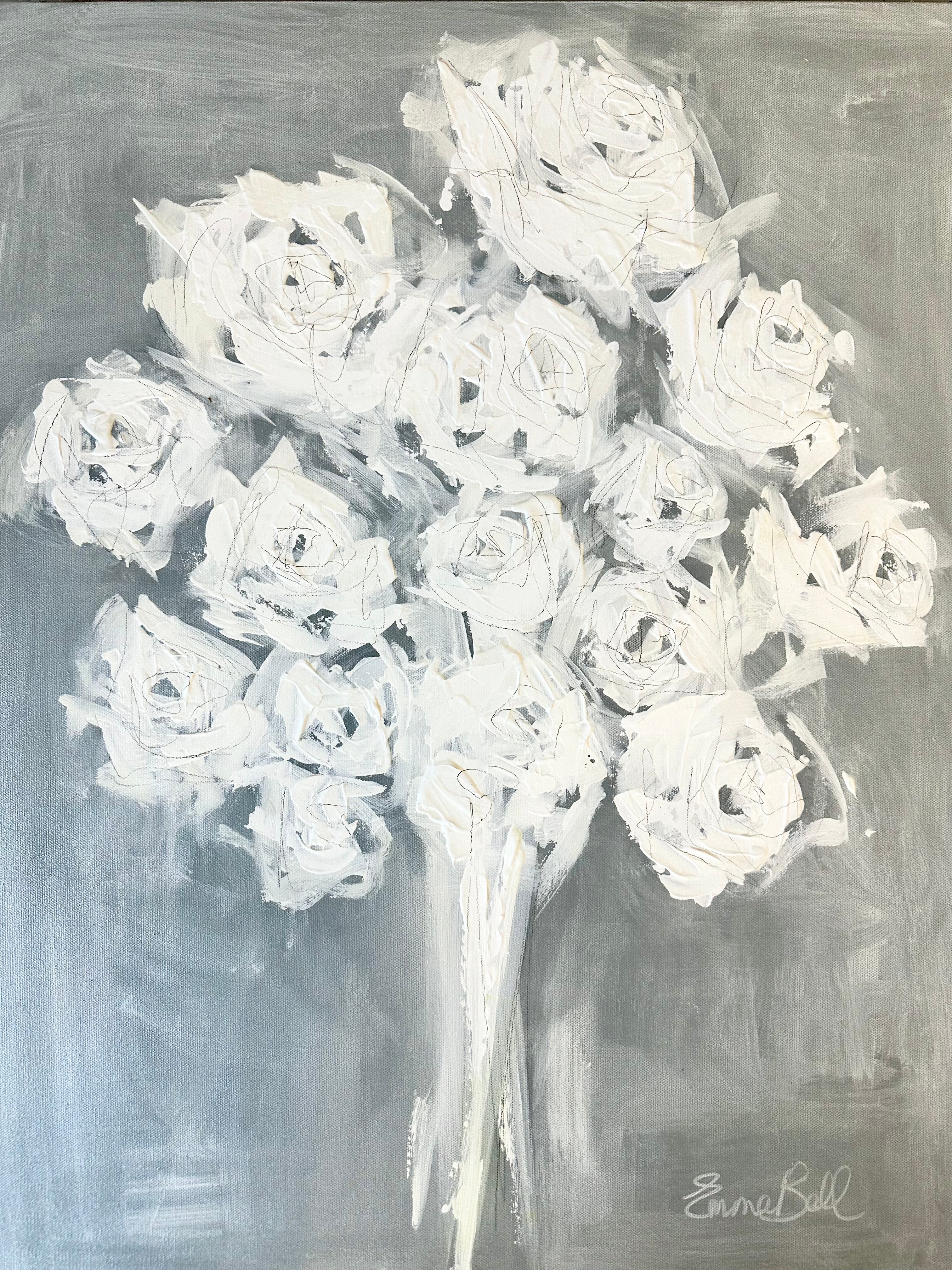 White rose acrylic deals painting