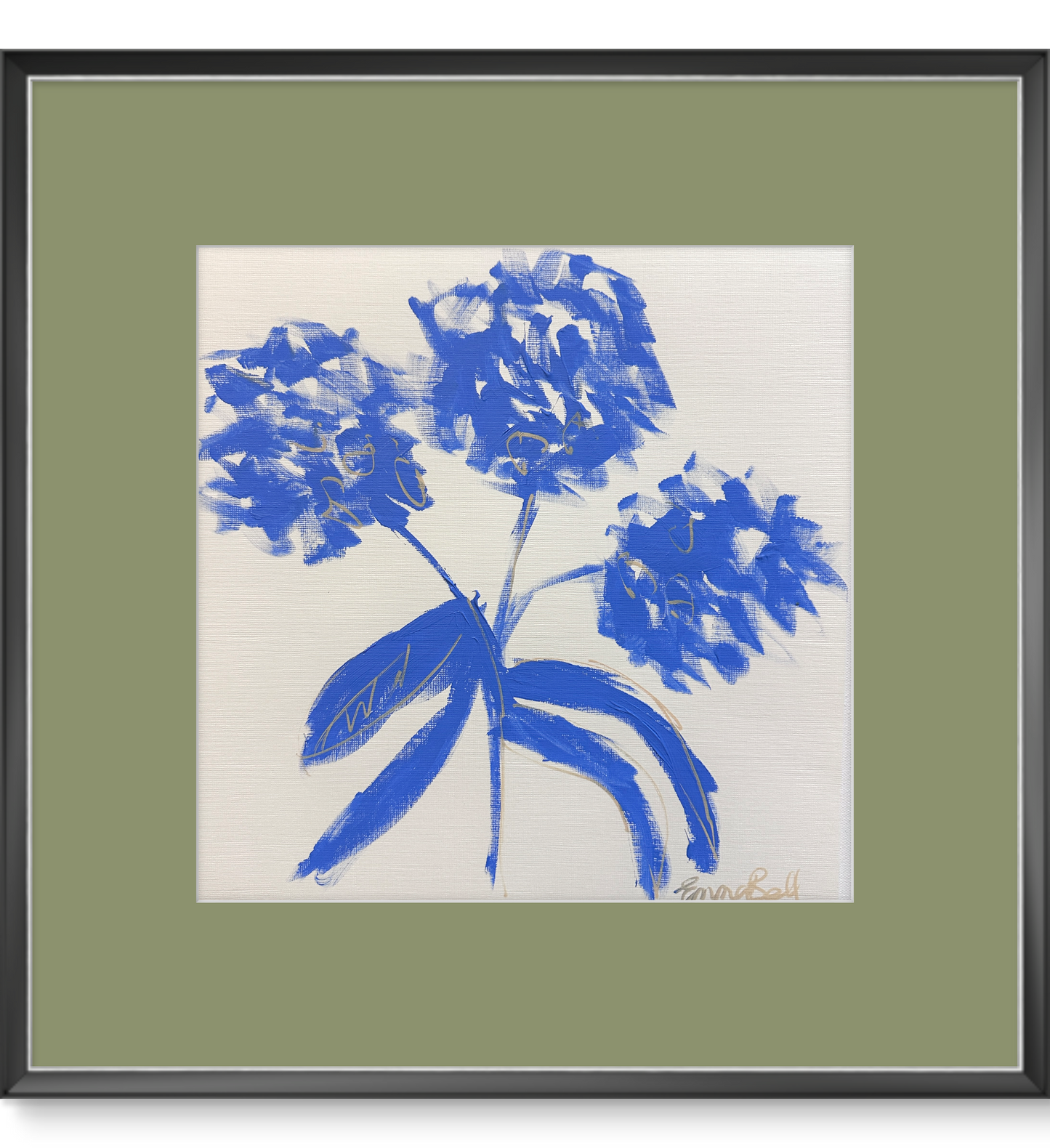 Blue botanical sketch 12x12