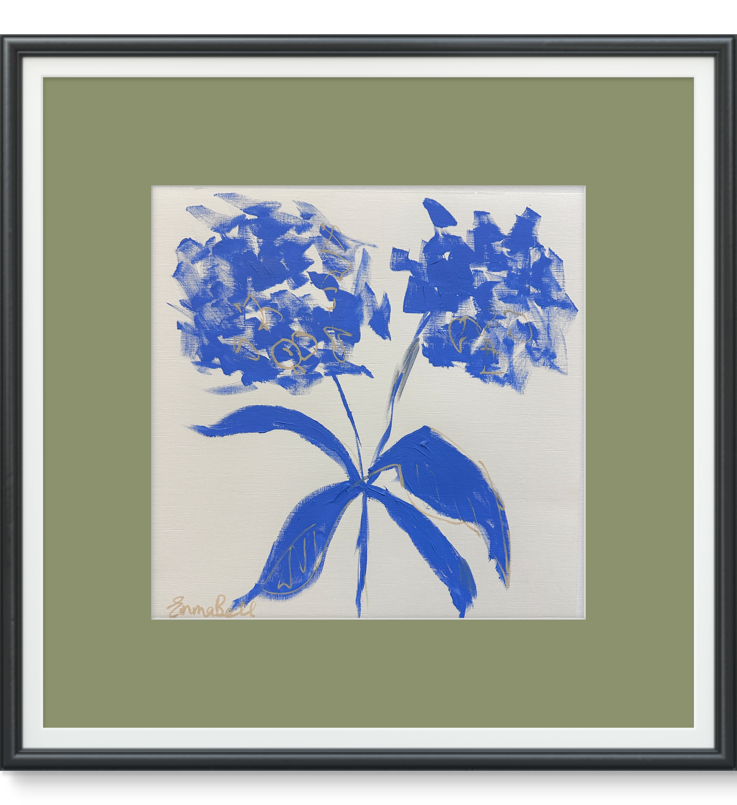 Blue botanical sketch 12x12