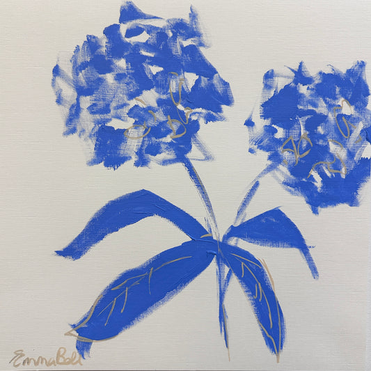 Blue botanical sketch 12x12